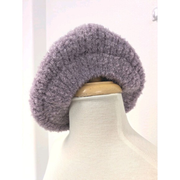 Cintelli e Galluzzo Purple Chic Wool Blend Fleece Beret Hat O/S Made In Italy - Picture 1 of 7